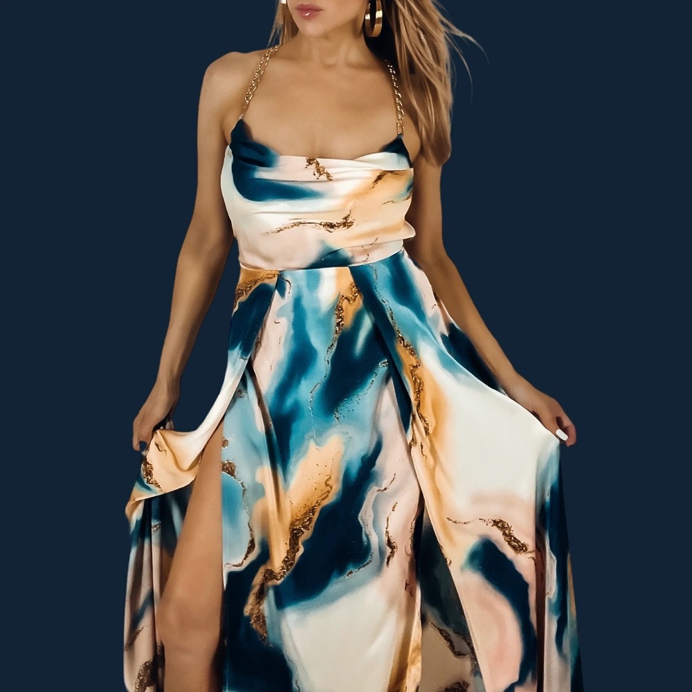 NWT LUXXEL Elegant‎ Multicolor Maxi Dress SZ S - Picture 13 of 13